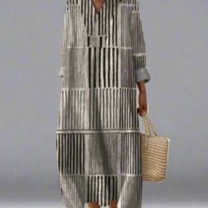 Laura New York “Margot” Monochrome Stripe Dress, Size Medium